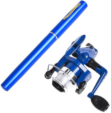 Kugelschreiber Angelrute Und Rolle Kombination - Zusammenklappbare Kleine Angelrute,99 cm Rute Tragbares Set Für Angler Damen Herren Fluss See Teich Meer