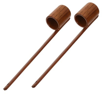 Ciieeo Lot de 2 cuillères à vin en bois à fond plat avec long manche - Marron clair