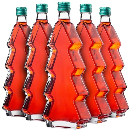 KADAX Set di 5 bottiglie in vetro 500ml con tappo a vite – bottiglie vuote da riempire per succhi, sciroppo, olio e liquore, conservazione alimentare