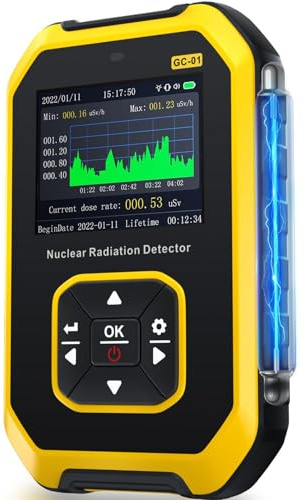 Détecteur De Rayonnement Nucléaire Avec Compteur Geiger Dosimètre De Rayonnement Avec Affichage LCD Portable Manuel Bêta Gamme De Rayons X Moniteur De Rayonnement Rechargeable Compteur Avec 5 Unités