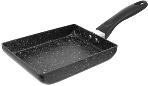 BIUDECO Poêle à Petit-Déjeuner Antiadhésive Carrée 20 Cm Fond Plat pour Œufs Steak Crêpes Poignée Confortable Compatible Induction Poêle à Frire Domestique Facile à Nettoyer