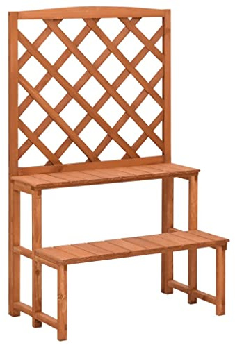YUTAASU Scala Portavasi in Legno di Abete Massello per Piante Rampicanti, Fioriera da Giardino con Mensole Multilivello 70x42x115 cm, Supporto Esposizione Piante