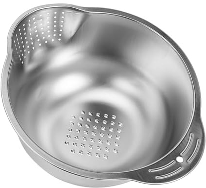 Genérico Recipiente Colador de Acero Inoxidable 304 Mate Diámetro Interior 195 CM Cesta para Lavar Arroz y Escurrir Frutas y Verduras Cesta de Malla Fina Práctica para Uso Doméstico