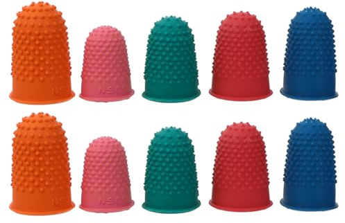 ARTSEWPLY Tapas Protectoras Dedos de Goma 10 Piezas Multicolor Rojo Verde Naranja Azul Rosa Fundas Antideslizantes Reutilizables para Protección Agarre Cómodo y Elástico Uso en