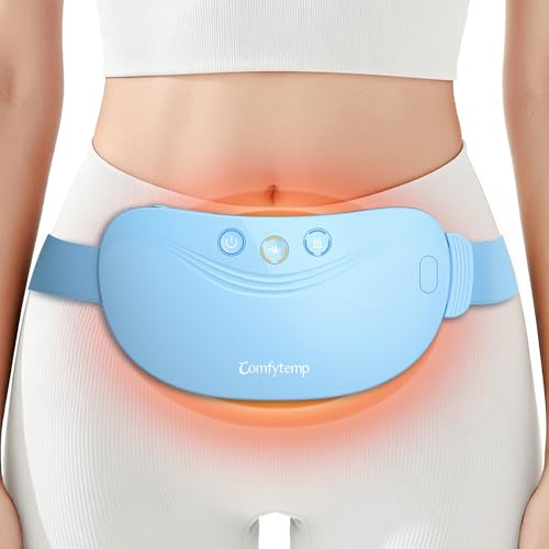 Comfytemp Portable Heat Pad for Period Cramps, Cordless Menstrual Heat Belt | Wearable Electric Abdominal Massager with 3 Vibration Modes, 2 Intensity Levels, Heated Wrap Gift for Her Women Mom Girls