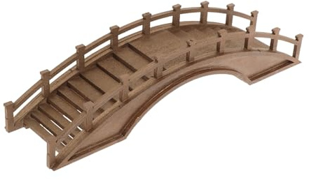 ROMISBABA Miniature Wood Arch Bridge Model for Mini Garden Accessory Featuring Retro Stepped Arch Design for Zen Garden and Bonsai Displays