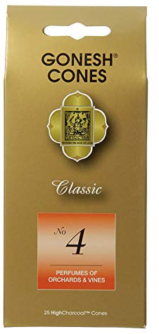 Gonesh Incense Cones No.4, Perfumes of Orchards & Vines, Brown, 25 Piece