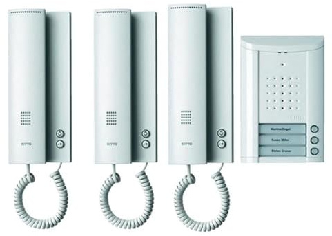 Schneider Electric Ritto Türsprechanlage, Entravox, Komplettset für 3-Familienhaus, Gegensprechanlage mit Beleuchtung und Klingeltasten, Weiss/Weiss, Artikelnummer 1841370