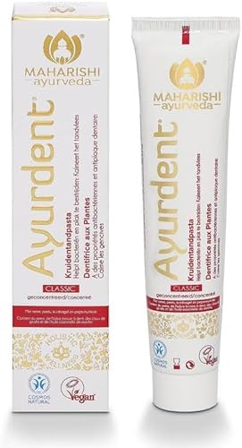 Maharishi Ayurveda Ayurdent Classique- Dentifrice Ayurvédique Blanchissant au Meswak-20 Herbes et Huiles Ayurvédiques-Sans SLS et Fluorure Combattre la Plaque -BDIH/COSMOS NATURAL Tube de 75 ml