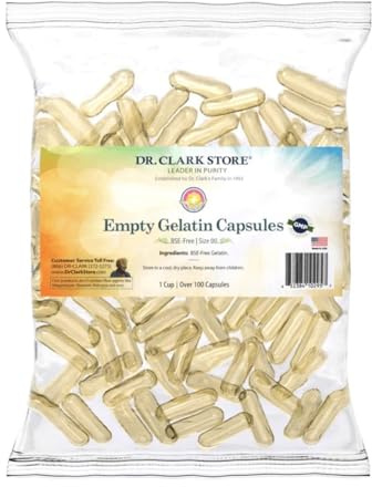Dr Clark Store Empty Gelatin Capsules Size 00 – 1 Cup (Approx. 120)