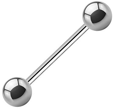 Treuheld® | 1,0 mm Titan Piercing STAB - 4 Größen & Längen - Kugeln zum Schrauben - Barbell - Titanium Silber - Helix Industrial Brust Nippel Intim Tragus Ohr Zungen-Piercing Schmuck nickelfrei dünn