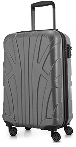 suitline - Handgepäck Hartschalen-Koffer Koffer Trolley Rollkoffer Reisekoffer, TSA, 55 cm, ca. 34 Liter, 100% ABS matt, Silber | ABS-Hartschale · TSA-Zahlenschloss · 2.4 kg Leicht · 4 Rollen · Austauschbare Ersatzteile · Kabinenkoffer · Wochenendtrip