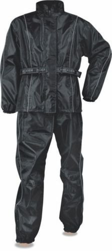 LADIES MOTORCYCLE MOTORBIKE NYLON RAIN SUIT GEAR LIGHT WEIGHT BLACK COLOR NEW (XXS Regular)
