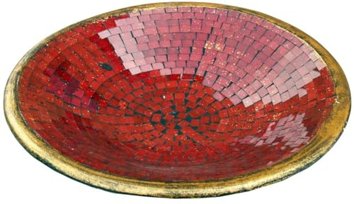 Runde Mosaikschale, handgearbeitet, Keramik, Design 7, mittel (Ø 37 cm) | Einzigartige Designs, ideal für Obst oder Dekoration, farbenfrohes Mosaik, aus Keramik & Glas