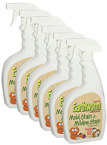 Earthworm Mold Stain and Mildew Stain Remover Spray Treatment - Natural Enzymes, Safer for Family, Environmentally Responsible - 22 oz (Pack of 6)