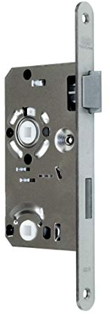 BKS Standard Badezimmer Türschloss mit Vierkant 55/78/8, Stulp: 20 x 235mm abgerundet, DIN Rechts incl. SN-TEC® Montageset