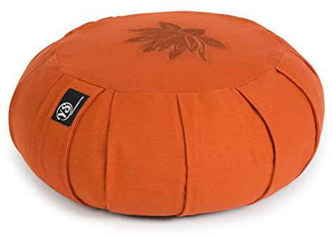 Yoga Studio YS Med/Cush/Terra/Lot Cojín Redondo para meditación de alforfón de zafu, diseño de Hojas de Loto (Terracota), Unisex Adulto, 36x17 cm