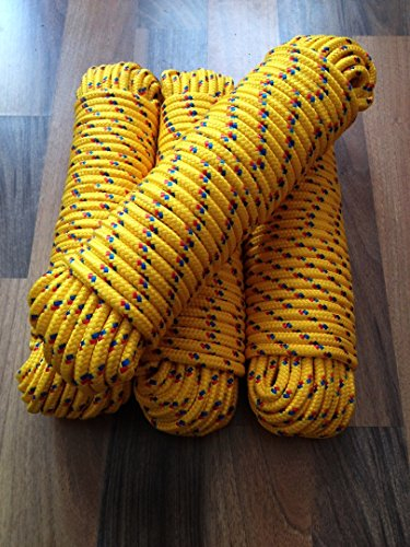 Gelbe Festmacherleine 4 - 16 mm, Bootsleine,Ankerleine,Festmacher,Polypropylen Seil, Polypropylenseil,Allzweckseil, Segeltauwerk, Mehrzweckseil, Bootstau, Strick, Reep,Ersatzseil, Reparaturseil, Schot,Reepschnur,Seil,Leine (16 mm)