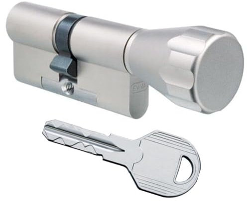 EVVA ICS Hochsicherheits-Knaufzylinder mit 5 Schlüssel, Länge (a/b) 31/K36mm (c=67mm) K=Knaufseite, mit speziellem Bohr-u. Ziehschutz KZS, modulare Bauweise SYMO