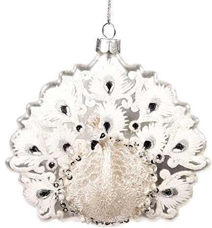 Goodwill: Weihnachten wei? gro? Glas dreidimensionale Pfau geformt Ball 11?cm