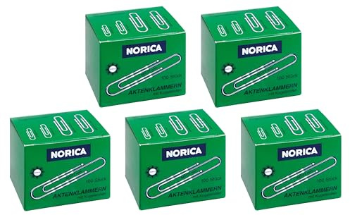 ALCO-Albert 2262 - Briefklammern mit Kugelenden, geschwellt, 77 mm, 100 Stück (5er Pack, 77mm | 100er Box)