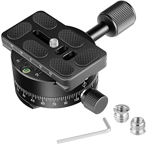 Neewer Panoramic Tripod Head 360 Degree Bottom Rotation Aluminum Alloy Pan Head with Panorama Scale QR Plate Bubble Level for Tripod Monopod Slider DSLR Cameras Max Load Up to 22 LBS