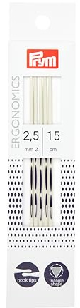 Prym 194151 Strumpfstricknadeln Ergonomics 15 cm 2,50 mm, alabasterweiß