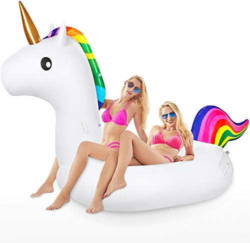 Jojoin Giant Inflatable Unicorn Pool Float, Durable Leakproof |Soft, Outdoor Swimming Pool Party Lounge Ride-on Raft Inflatable Float Summer Beach Toys for Kids Adults (240 x 110 x 150 cm)