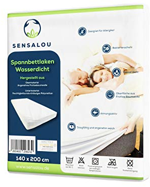 Sensalou Protector de Colchón Impermeable 140x200 cm – Sábana Ajustable Grande Lavable A 95 °C para Cama Doble, Antialérgica, Suave, Transpirable y Silenciosa Sudor E Incontinencia