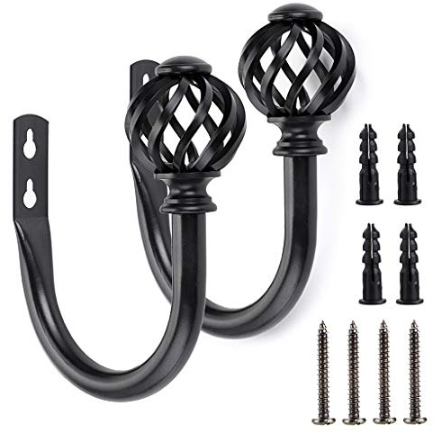 BSTKEY a Pair of Metal Curtain Hooks, Black | Lightweight Decorative Drapery Tiebacks Holdbacks Nest Modeling