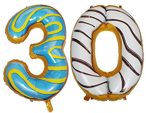 DIWULI Globos de Cumpleaños XL Donut Dulce - Número 30