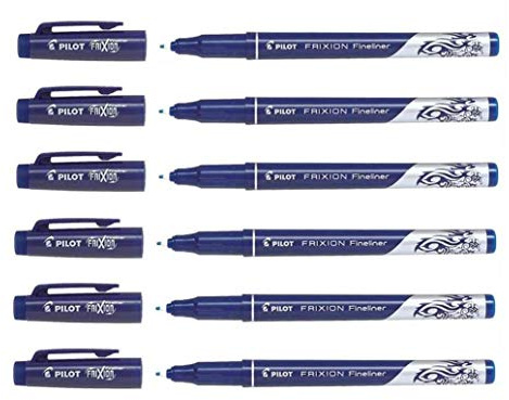 PILOT Fineliner Frixion Filzstifte, radierbar, Blau, 6 Stück