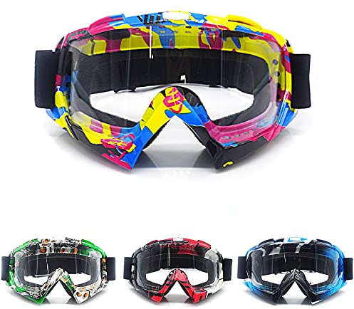 APEBAZY Lunettes de motocross Lunettes de moto Off Road Racing Lunettes cross Anti-buée UV Lunettes de protection Lunettes de sport Lunettes de ski Lunettes de vélo pour ATV Dirt Bike