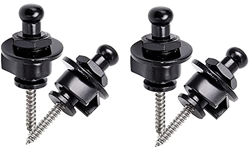 Mesee 4 Stück Gitarrengurt Schlösser, Gitarrengurt Knöpfe, Sicherheit Gurte Knöpfe Gitarren Gurt Halte System für E-Akustik-Gitarre, Bass-Gurtschlösser - Schwarz…
