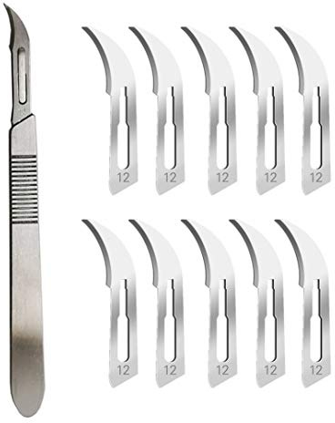 ABMRO Skalpell-Klingen #12 mit #3 Skalpell-Griff – Sterile Rasierer für Dermaplaning, Dissektion, Podologie, professionelle Fellpflege, Akneentfernung, Handy-Reparatur