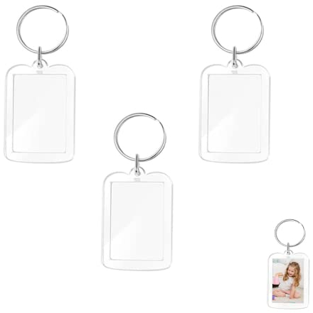 FYACCD Photo Keyring, 3 Pcs Blank Photo Keyring, Double Sided Insert Picture Keychain, Transparent Photo Key with Split Ring, Personalized Picture Frame for Family & Couples