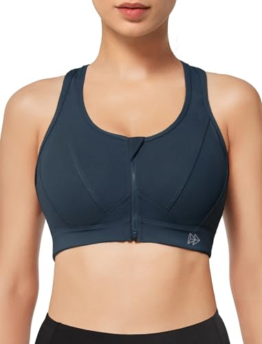 Yvette Sport BH Starker Halt Vorderverschluss | Mesh Ringerrücken,Große Größen,eingenähte Cups,für Lauf Joggen Reiten