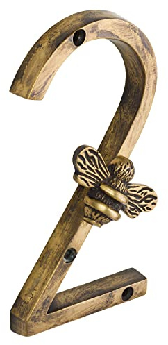 Brass bee Numéro de maison patrimoniale avec motif abeille | Plaques de numéros de panneaux de porte modernes de 5 pouces | Numéros d'adresse du domicile (2)