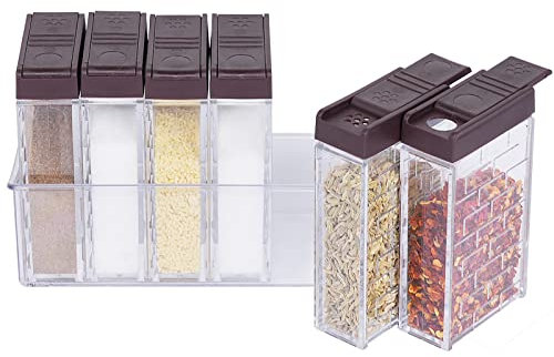 URALFA Mini Salt and Pepper Shakers With Lid, Plastic Spice shaker Seasoning Shaker, Travel Spice Containers without Spices, Brown