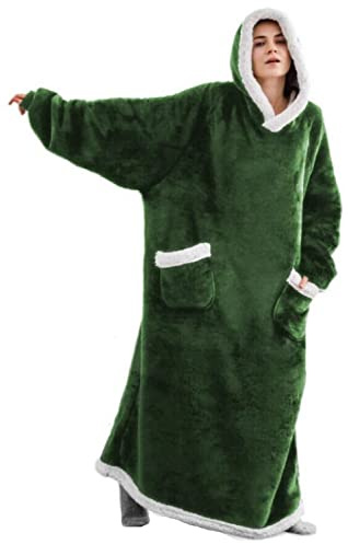 iyoimono Hoodie Decke für DamenHerren Flanell Fleece Oversized Weich Pullover Sweatshirt Kuscheldecke Flauschige Sherpa TV-Decke mit Ärmeln Übergroße Kapuzen Pullover Tragbar Ganzkörperdecke