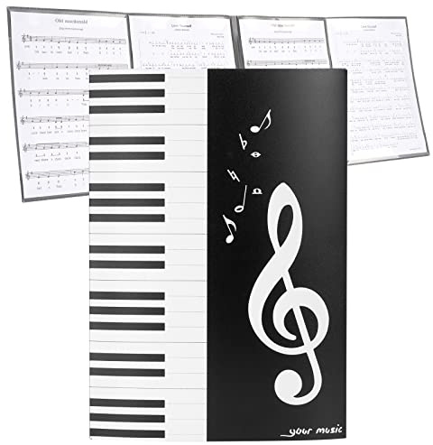 Musiin 6-seitiger Ordner für Klaviernoten, DIN A4, dreifach faltbar, erweiterbar, für Orchester/Chor, Klavierarrangement, Aufführungsmusik