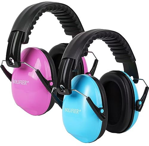 BOLIFIER Kids Ear Defenders,Safety Earmuffs Ear Protectors Noise Reduction Headphone Ear Protection Earmuffs for Boys, Girls, Toddlers & Children Age 3-16 Year Old - 26dB SNR (Blue Pink)