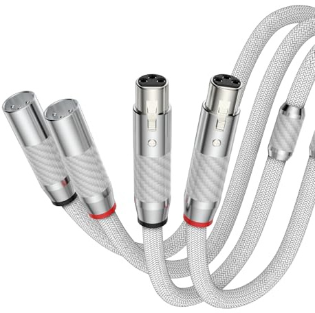 Tirstrup XLR Kabel Mikrofonkabel Versilbert Premium 3-Pin symmetrischer XLR Stecker auf Buchse Mikrofon-Kabel DMX Patchkabel für Mikrofon,Verstärker,Mischpult,Hifi Lautsprecher.(1.5M,Weiß)