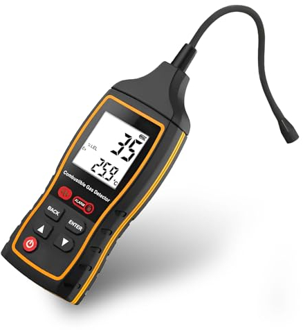 GOYOJO Gas Detector, Highly Sensitive Gas Leak Detector with 26cm Probe for Propane, Natural Gas, Methane, LPG and and Other Combustible Gas in RV or Home - Precise PPM Measurement