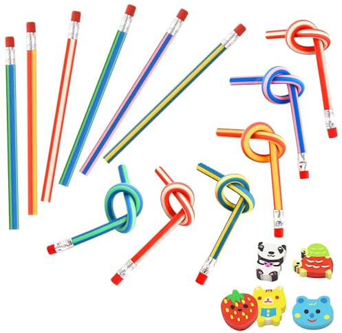 Lápices Flexibles en Color,12PCS Lápices Flexibles y Goma,Lápicess Flexibless Lapiz Mágicos,Lápicess Suaves Plegables Para adultos,No para niños menores de 14 años