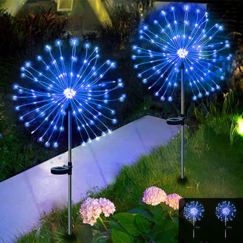 Acxilexy 2 Stück Solar Feuerwerk Lichterkette, 300 LEDs Wasserdicht Feuerwerk Lichter, 8 Modi Feuerwerk Weihnachten Licht, Kupferdraht Gartenleuchten Lichter für Außen Weihnachten Deko