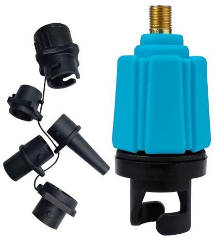 WOUMON SUP Pumpe Adapter, Aufblasbarer Luftpumpenadapterset mit Gasdüse, SUP-Pumpenadapter für Kajak,Stand Up Paddle Board, Schlauchboot (Blau)