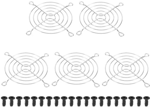 PATIKIL 80mm Fan Grill with Screws, 5 Pack Chrome Plated Iron Frame Ventilator Grill Protector Mesh Dustproof Case Cover for Computer PC, Silver Tone