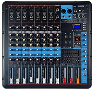 USKI Mezclador de Audio Profesional Consola mezcladora Profesional de 8 Canales con Mezclador Amplificador de Potencia de 600W * 2 Adecuado for Estudio de grabación de Fiesta en Escenario