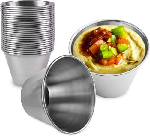 Trusttread 12 Tasses À Sauce En Acier Inoxydable De 2,5 Oz, Ramequins En Métal Réutilisables, Bols À Condiments De Qualité Commerciale, Tasses À Portions Individuelles Pour La Maison Et Le Restaurant